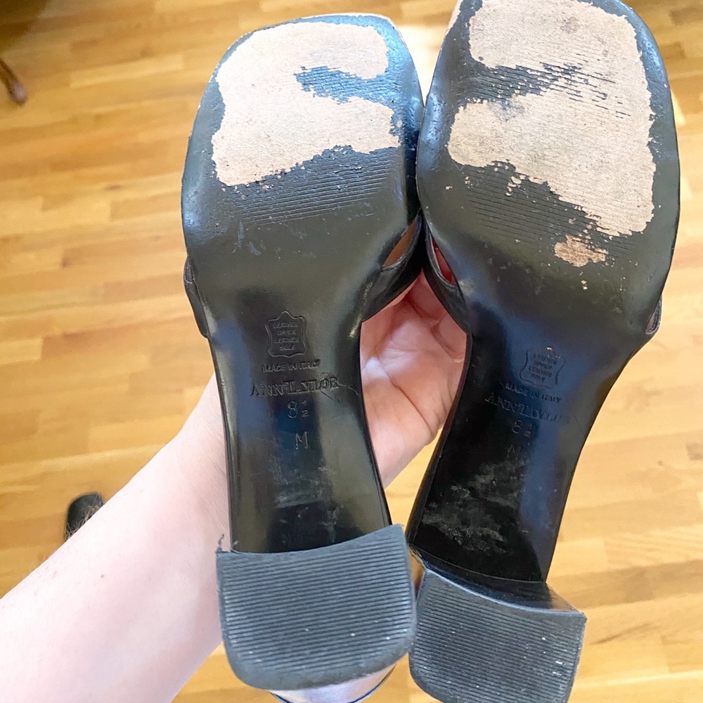 Ann Taylor Black Leather Heeled Sandals - Picture 5 of 5